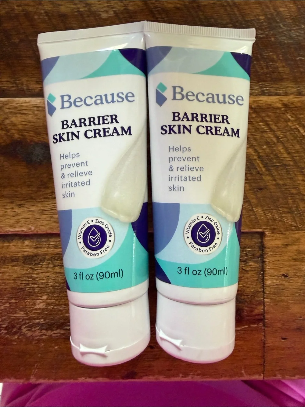 New Lot of 2 BECAUSE Barrier Skin Cream Incontinence Care Chafing Diaper Rash